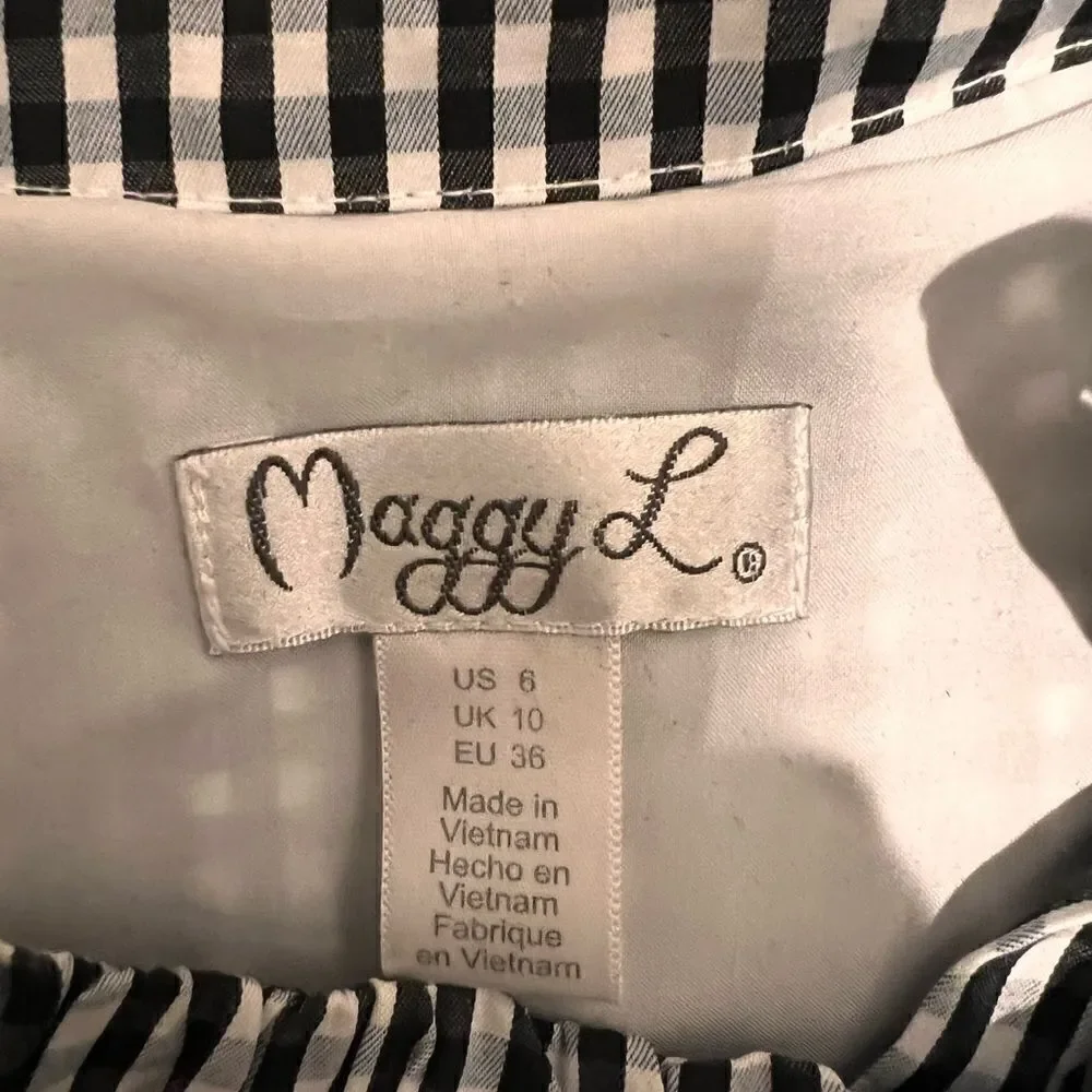 Maggy London Gingham Tied Tiered Halter Dress